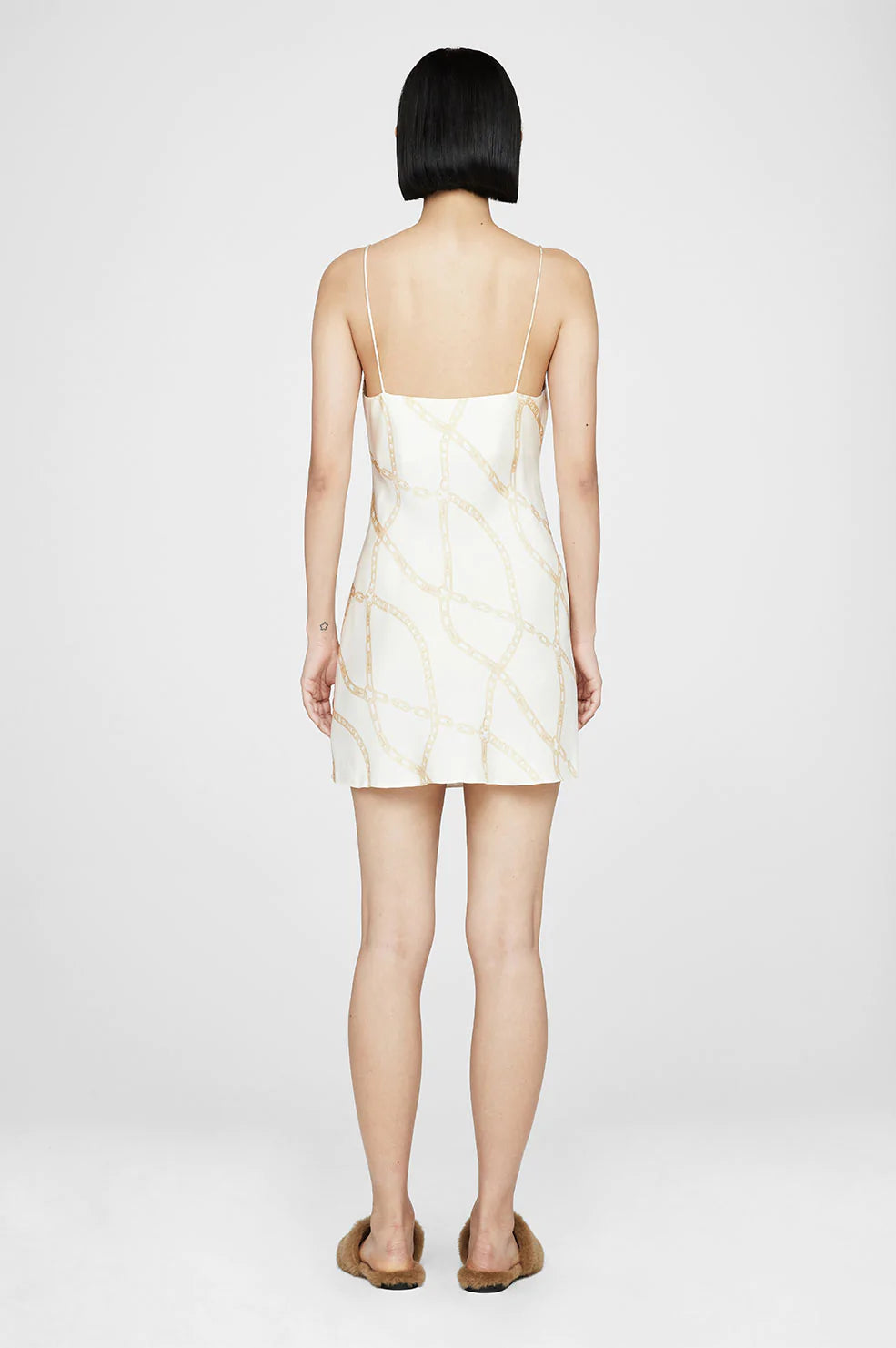 LISETTE SLIP DRESS - CREAM AND TAN LINK PRINT