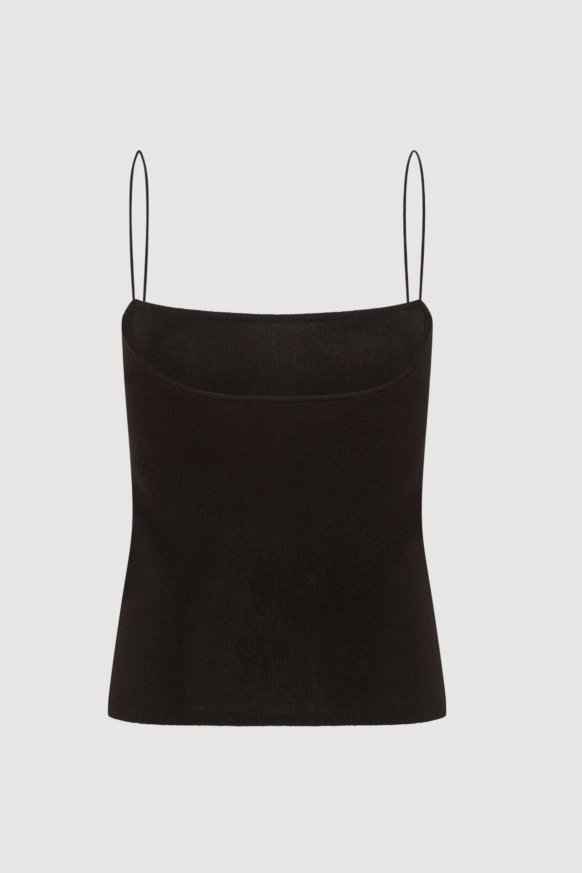 FINE STRAP KNIT TOP - BLACK