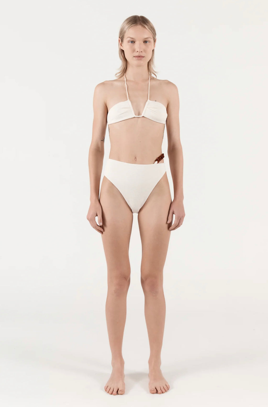 NEAL HALTER TOP - ECRU BOUCLE