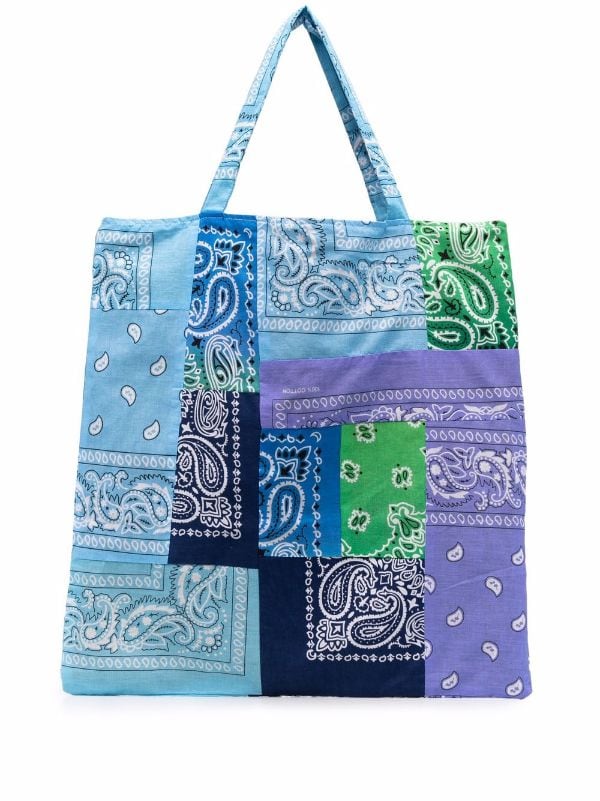 BANDANA BEACH BAG PATCHWORK - BLUE