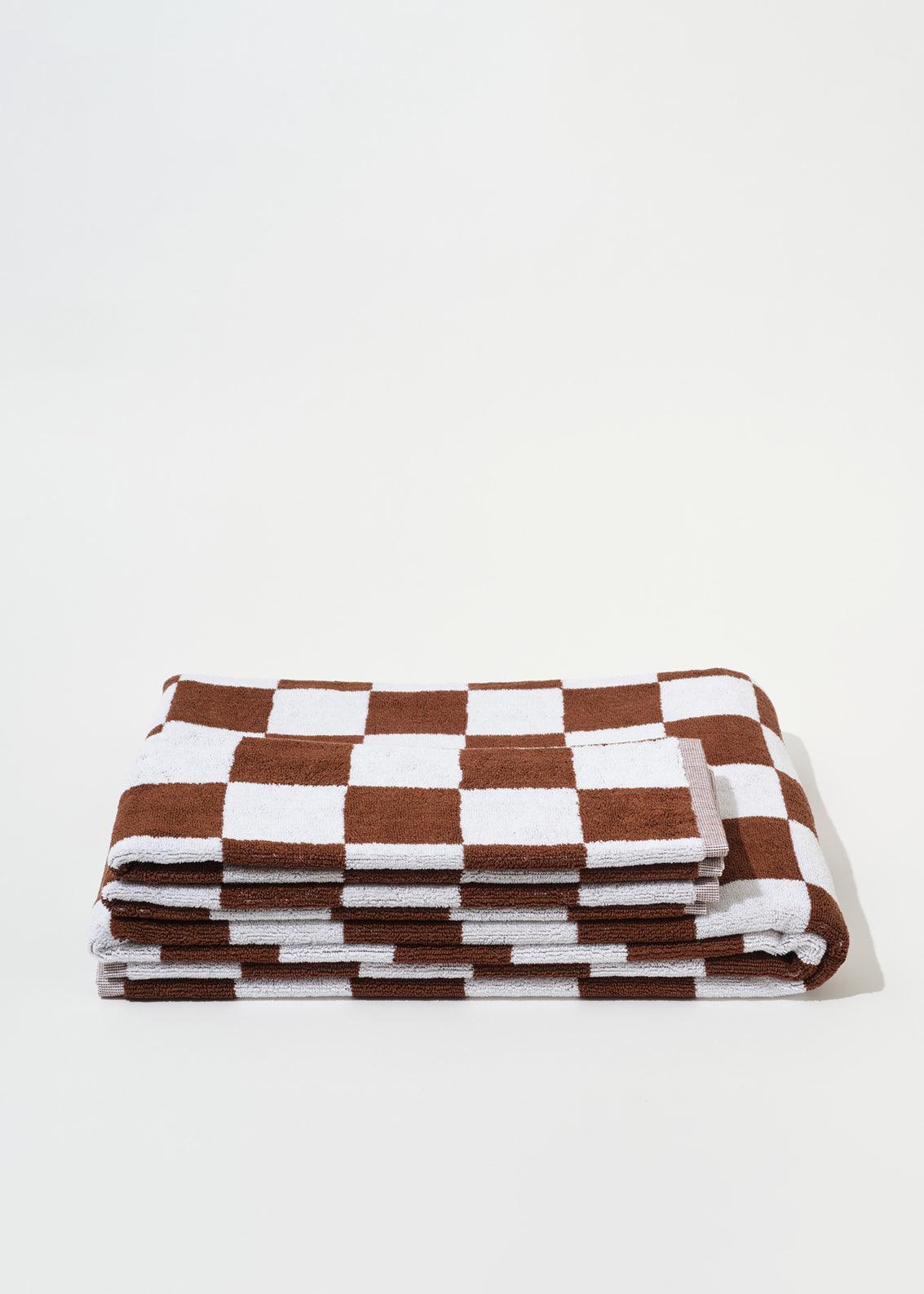 SINGLE LARGE TOWEL - BROWN BIG CHECK