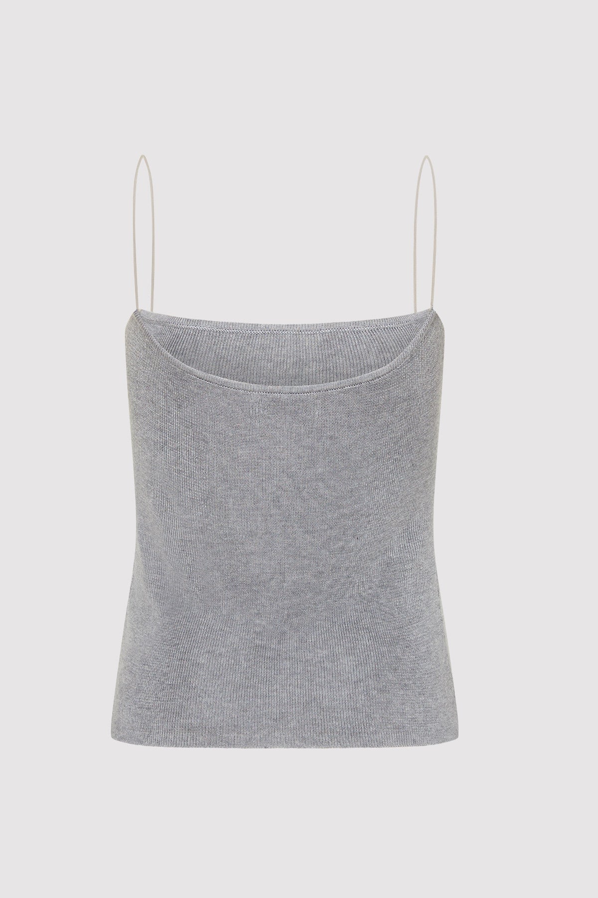 FINE STRAP KNIT TOP - GREY MARLE