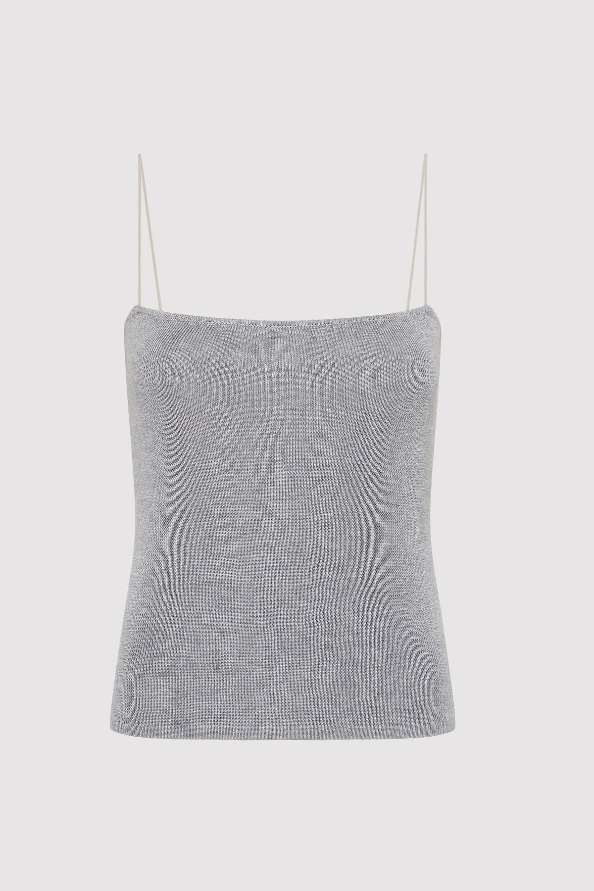 FINE STRAP KNIT TOP - GREY MARLE