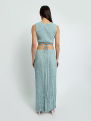 SLEEVELESS TIE CROP - ICE BLUE & GREY MARLE