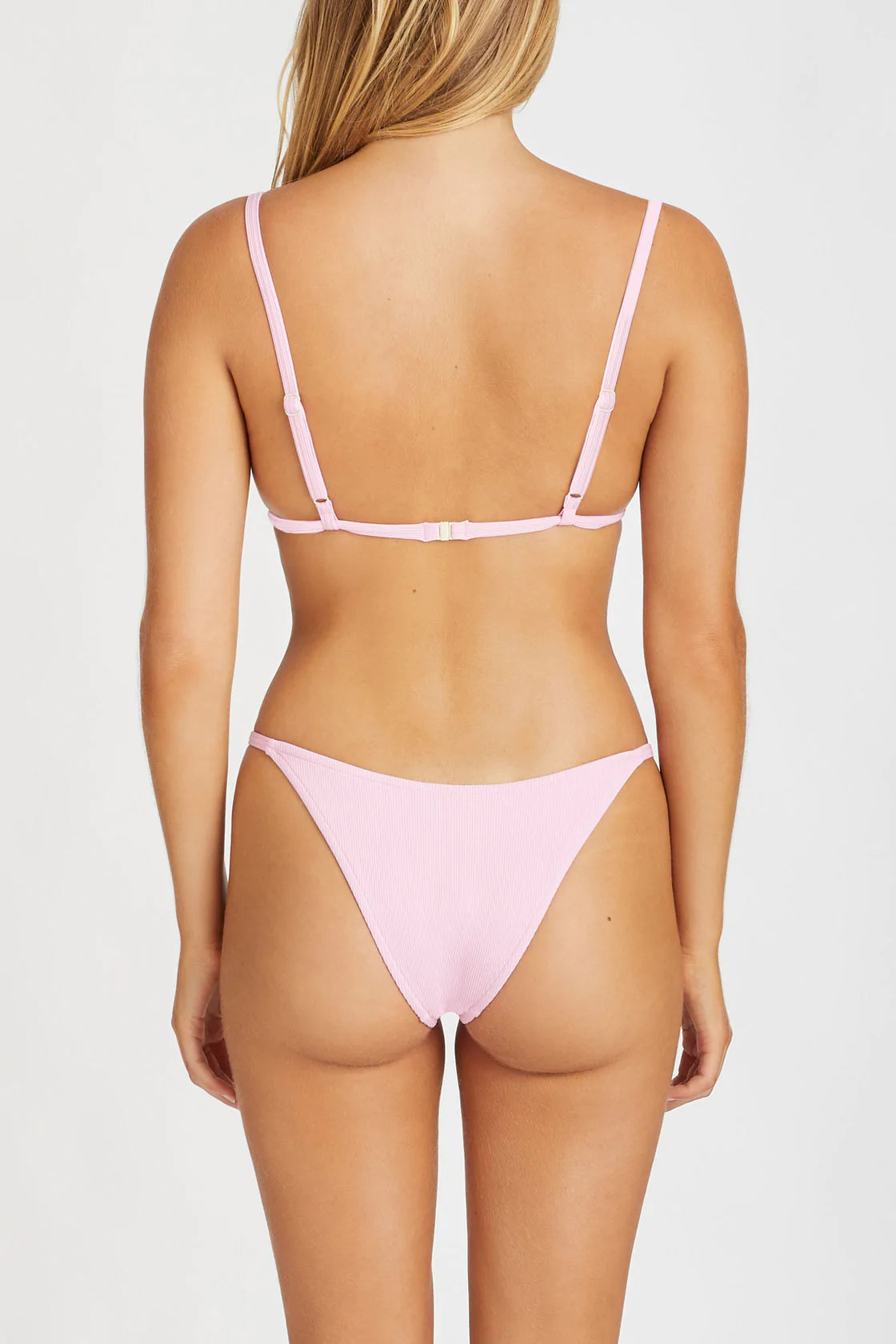 SEA PINK RIBBED CURVED BRIEF - SEA PINK