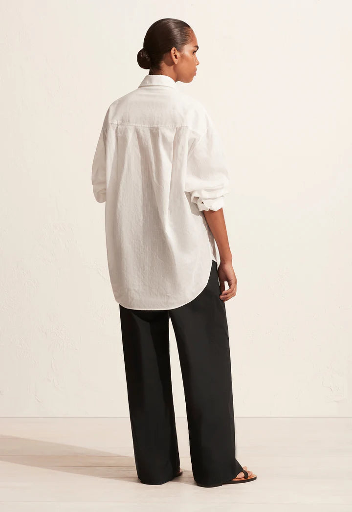 EMBROIDERED OVERSIZED SHIRT - WHITE