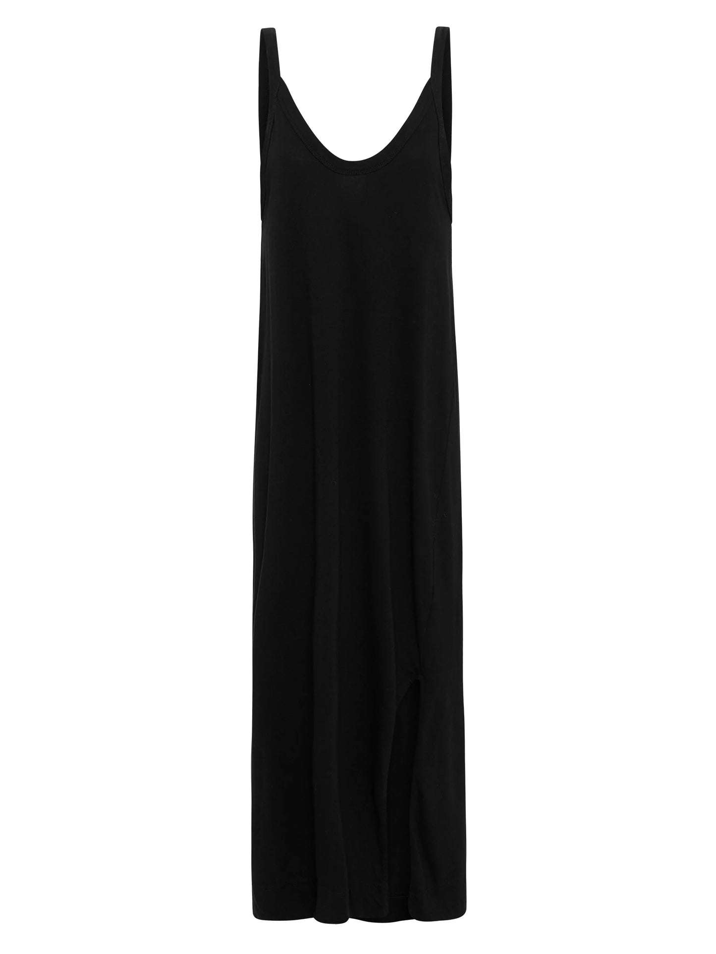 V NECK JERSEY SLIP DRESS - BLACK