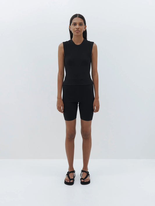 SLIM RIB BIKE SHORT - BLACK